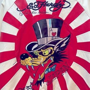 RARE Ed Hardy Leather “Japan” Bomber Jacket, by Christian Audigier